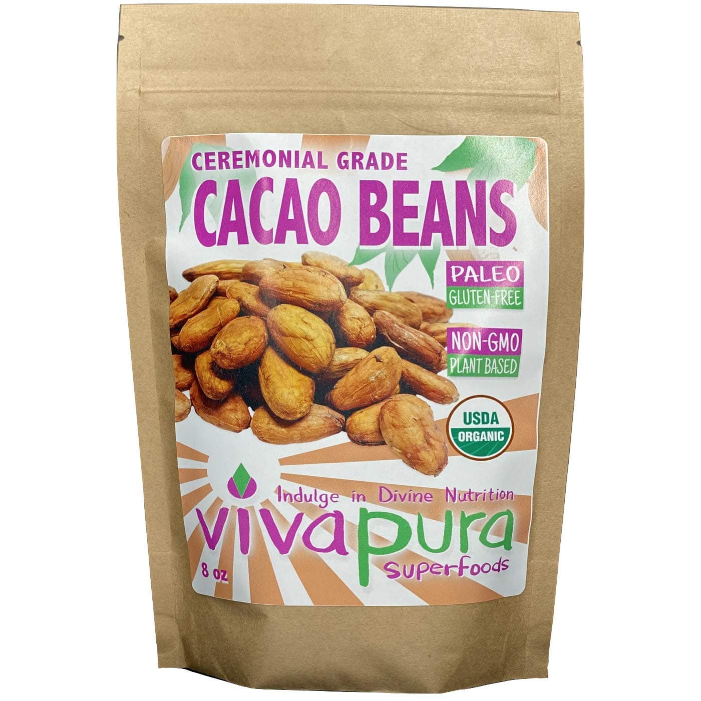 VIVAPURA Cacao Beans, 8 OZ