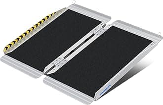 Ruedamann 2'L x 28.3" W,Holds up to 600 lbs,Wheelchair Ramp with Non-Slip Surface,Portable Aluminum Wheelchair Ramp,Folding Ramps for Wheelchairs,Home,Steps,Stairs,Handicaps,Doorways