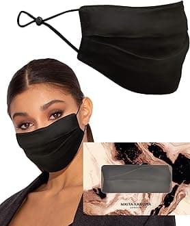 KARIZMA Beverly Hills Silk Face Mask. Black Fashionable Designer Face Mask for Women. Washable Fabric Face Mask Reusable Facemask. 19 Momme Mulberry Silk Mask - Luxury Fashion Masks for Women
