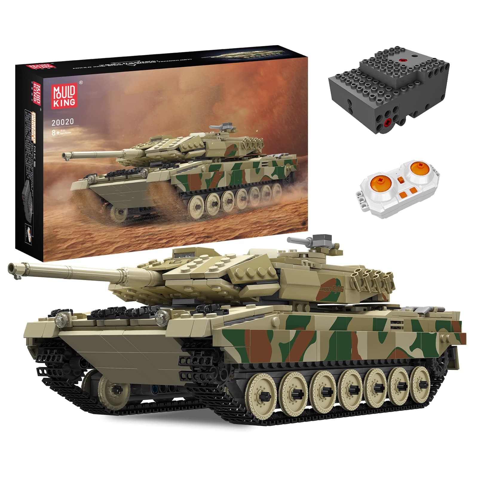 [Remote/APP Control]Mould King MOC Leopard 2 Tank Building Block Kits, Military Vehicle Model Construction Block Sets, Adult Collectible Model Kits, Boy Toys for Christmas and Birthday Gifts(1091PCS)