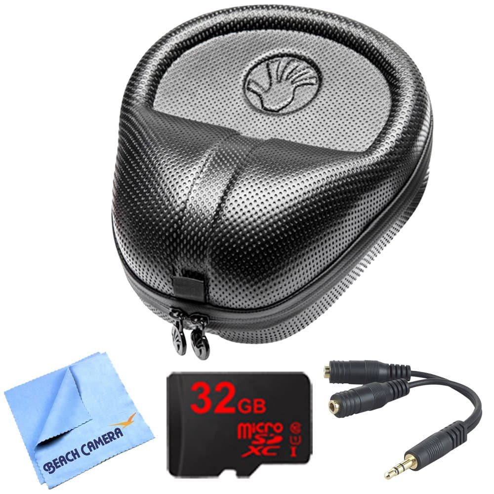 Slappa HardBody Pro Full Sized Headphone Case (Black) Bundle with Gigastone 32GB MicroSD Memory Card and More