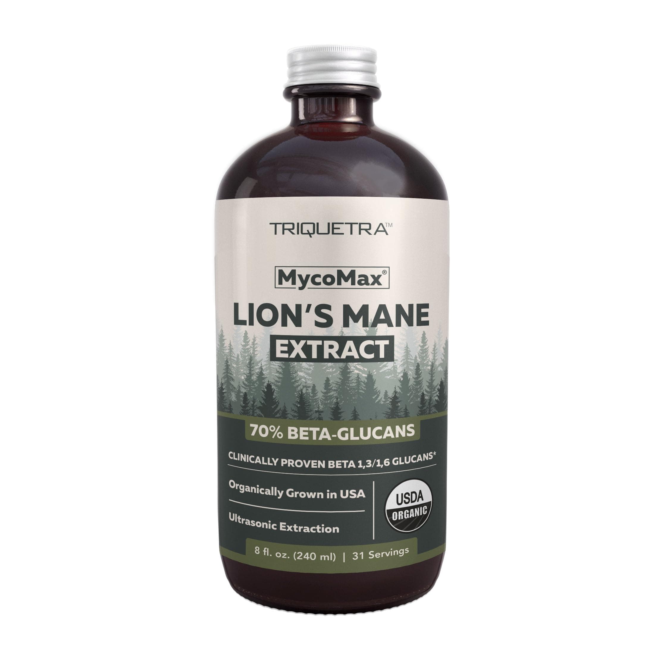 MycoMax Lions Mane Extract - 70% Beta Glucans, Max Potency Organic Lions Mane Supplement, US Grown + Ultrasonic Extraction - 500 mg per serving - Mental Clarity, Focus and Memory - 8 oz.