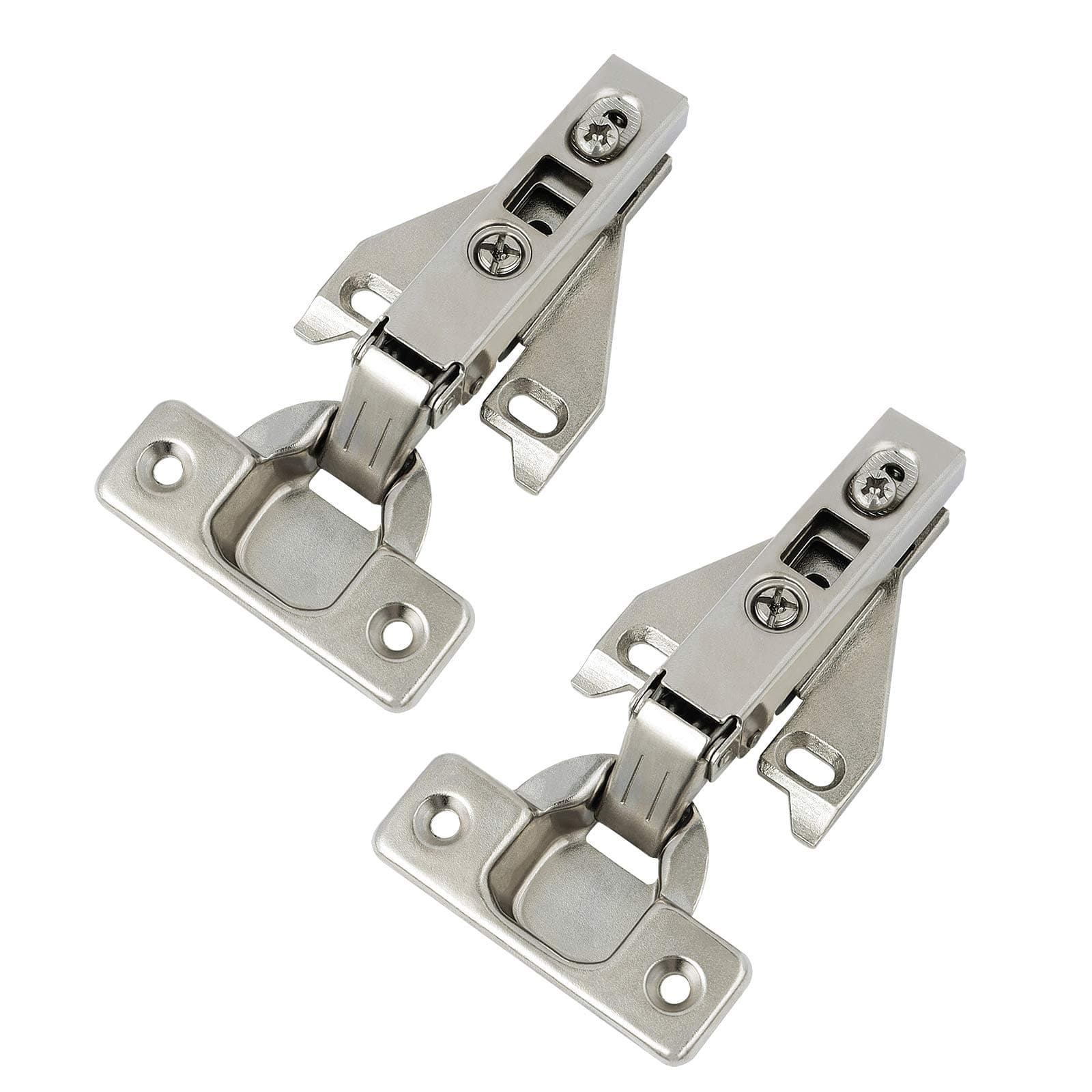 Probrico 1 Pair（2 Pack） Kitchen Cabinet Hinges for Face Frame Cabinet, Concealed Cabinet Hinges Brushed Satin Nickel with Mounting Screws