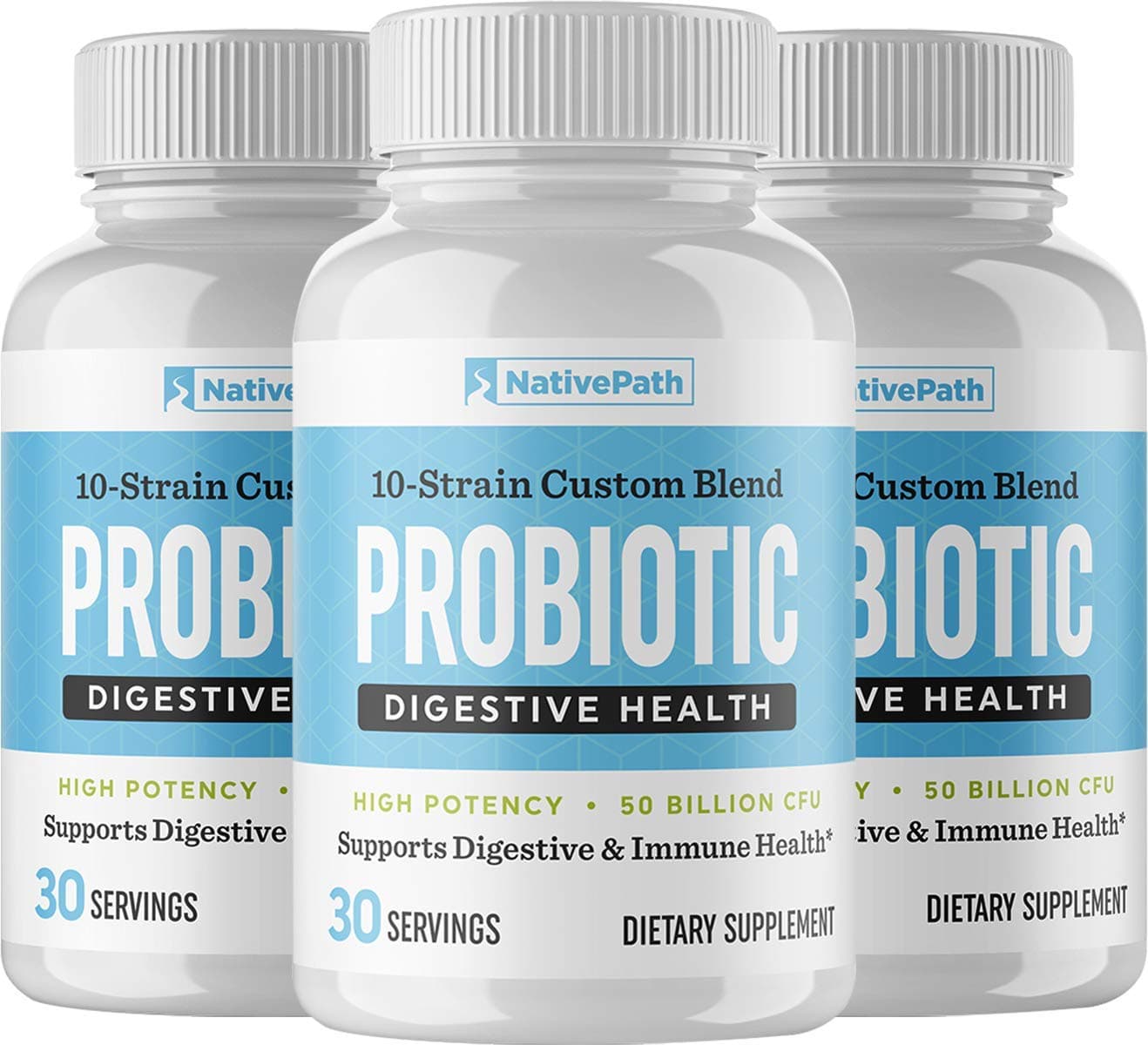 NativePath Daily Probiotic, 10-Strain Custom Blend Probiotics Supplement for Men and Women, 82 Billion CFUs - 90 Count