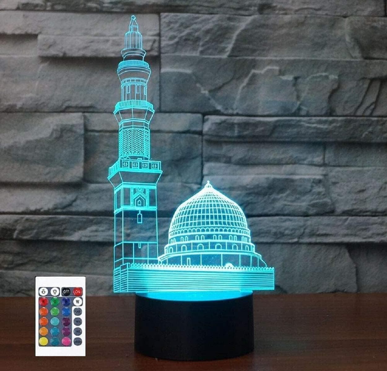 3D Islamic Muslim Castle Night Light with Remote Control 16 Color LED Table Lamp Home Decoration for Muslims Gift