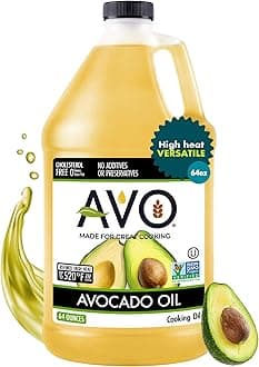 Bulk Avocado Oil for Cooking Half Gallon (64 fl oz), Non-GMO Certified, No Preservatives, High Smoke Point 500°F, Neutral Flavor, Gluten-Free, Plant-Based, OU Kosher