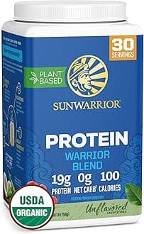 Sunwarrior - Warrior Blend, Raw Vegan Protein Powder with Peas & Hemp, Natural 750g (1.65lb)