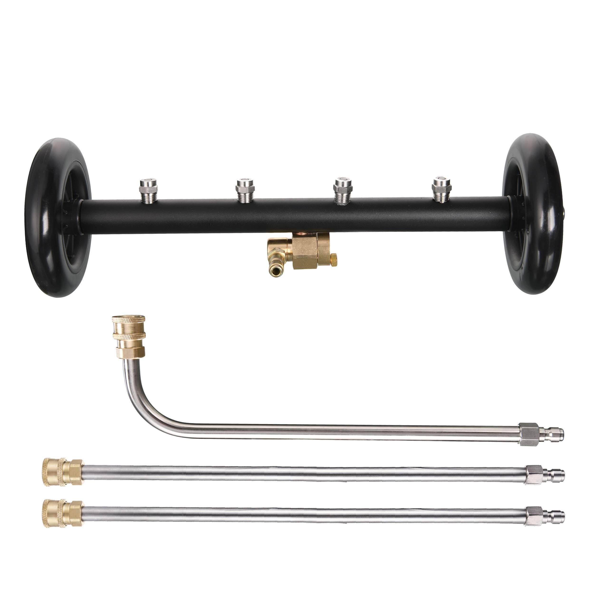 Tool Daily Dual Function Undercarriage Cleaner High Pressure Washer Surface Cleaning 16" 3 Extension Wands Under Car Wash Water Broom 4000 PSI