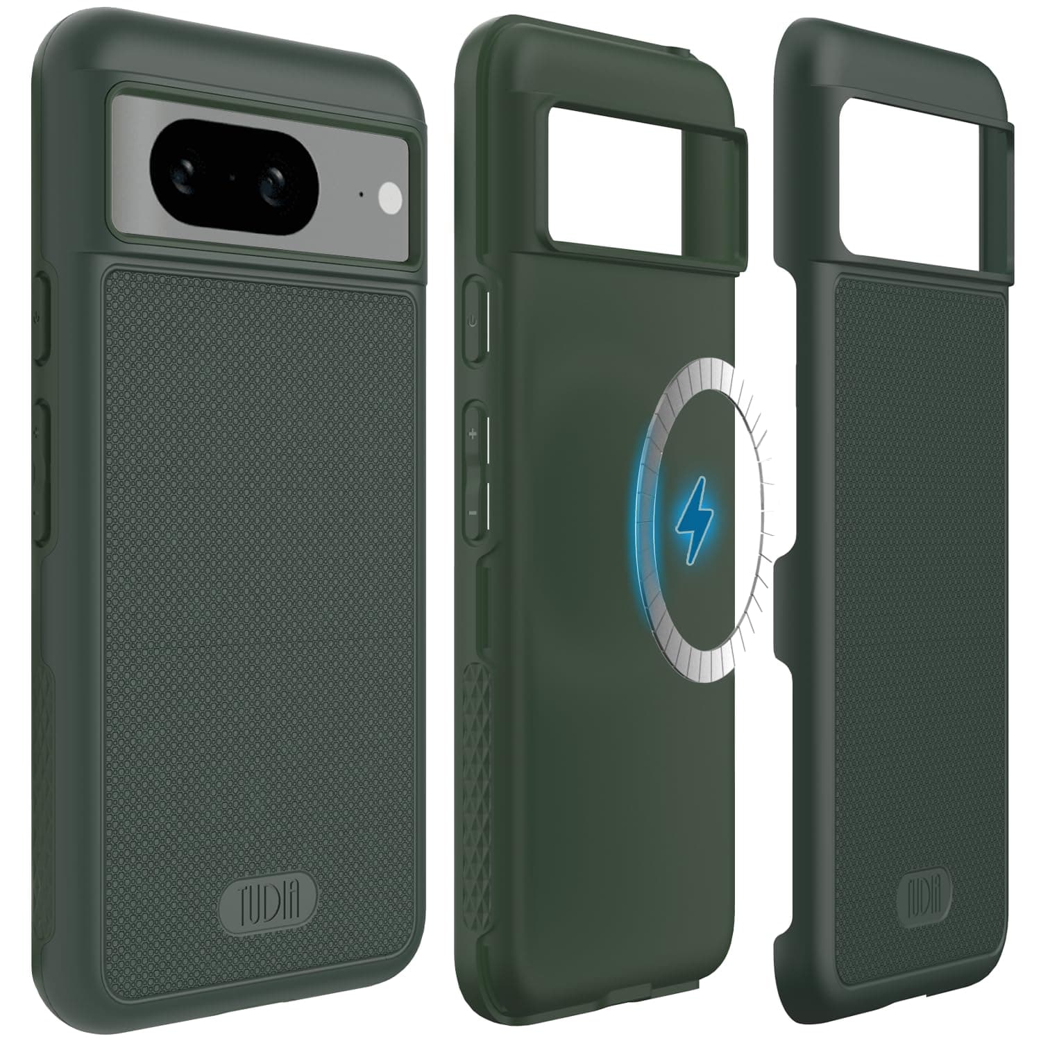 TUDIA DualShield Grip Designed for Google Pixel 8 Back Cover (2023), [MergeGrip] Military Grade Dual Layer Shockproof Slim Tough Non-Slip Heavy Duty Protective Phone Back Cover - Pine Green