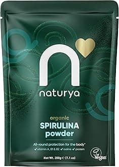 Naturya Organic Spirulina Powder 200g - Superfood Supplement for Energy, Immunity, & Detox – 100% Natural, Nutrient-Rich with High Protein & Iron, Non-GMO, Vegan-Friendly - Resealable Pack