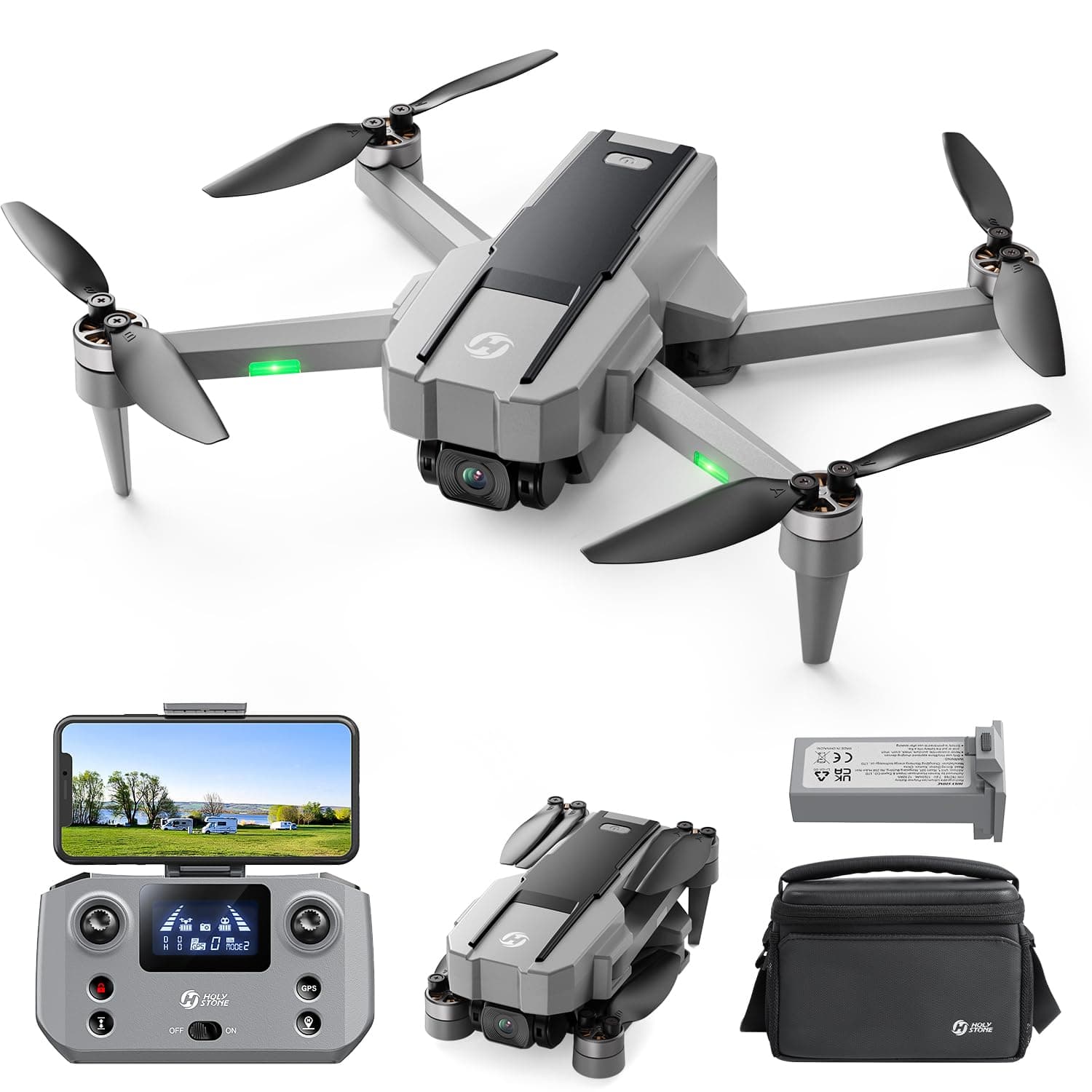 Holy Stone HS440G Drones with Camera for Adults 4k, Under 250g, FPV RC Quadcopter with Brushless Motors, 5GHz Transmission, Auto Return, Follow Me, Waypoints, Foldable Camera Drone for Beginners