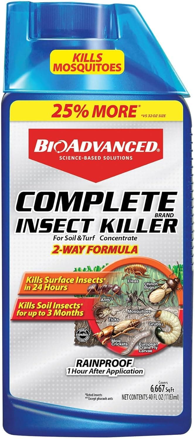 BioAdvanced Complete Brand Insect Killer Concentrate - Kills Listed Insects Above and Below Ground - Outdoor Insecticide - Up to 3 Months Protection - 40 oz Bottle