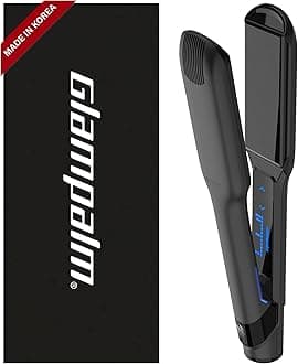 - GLAMPALM GlamMuse Wide 1.5" | All-Ceramic Flat Iron Infused with Vita-C, Salon Results with Less Heat Damage, Trusted by K-Pop Hair Stylists Hair Straightener for Thick Hair, Silk Press | GP501T