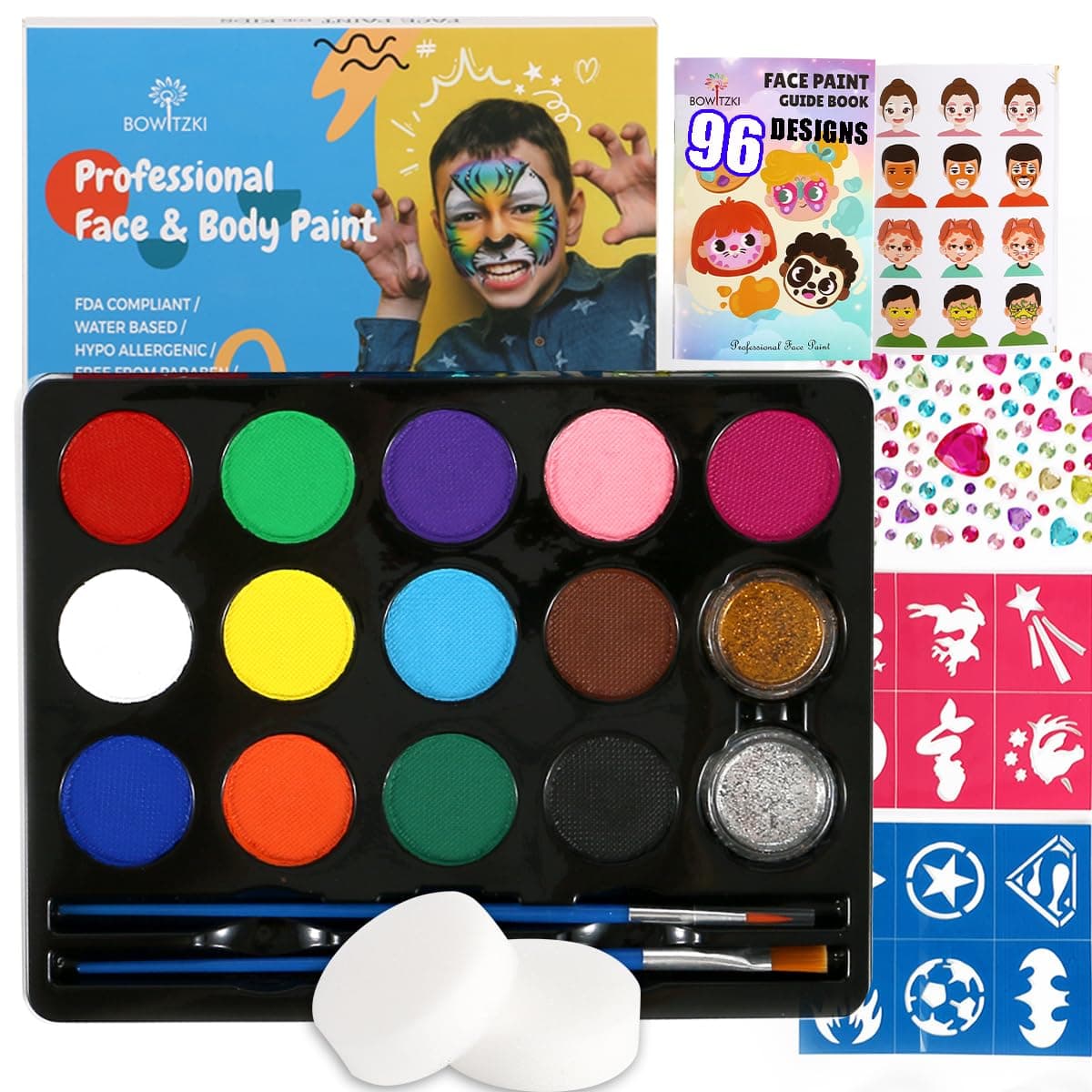 Bowitzki Body Face Paint Kit 13 colors