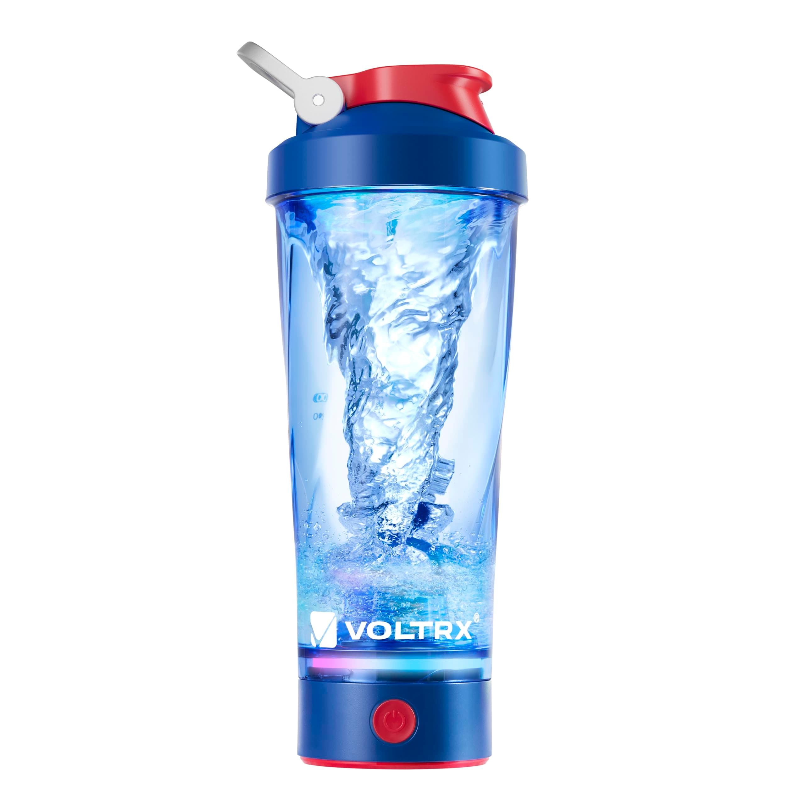 Electric Shaker Bottle - VortexBoost Portable USB C Rechargeable Protein Shake Mixer, Shaker Cup for Protein and Meal Replacement Shakes, BPA Free, Waterproof, Colored Light Base, 24 oz, Blue