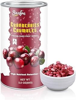 Freeze Dried Cranberries Pieces, Frozen Cranberries, No Added Sugar, 100% Natural, Freeze Dried Fruit for Cooking, Cereal, Yogurt, Drinks, 3OZ/85G
