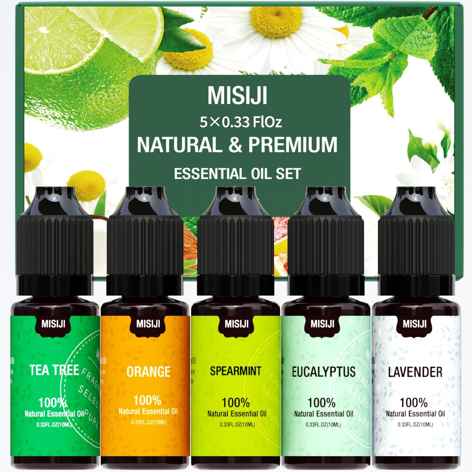 Essential Oil Set for Diffuser for Home,Lavender,Spearmint,Tea Tree,Eucalyptus,Orange