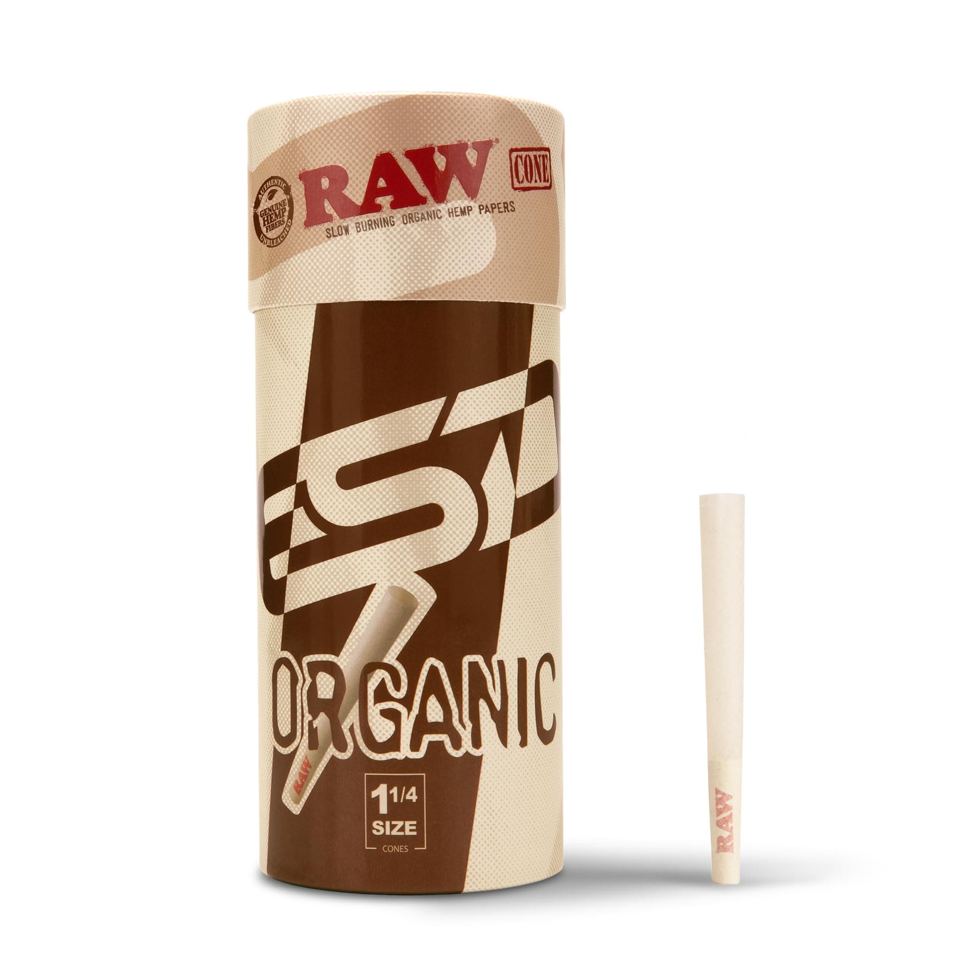 Cones Organic 1-1/4 Size | 50 Pack | Pre Rolled Rolling Paper with Tips & Packing Tubes Included