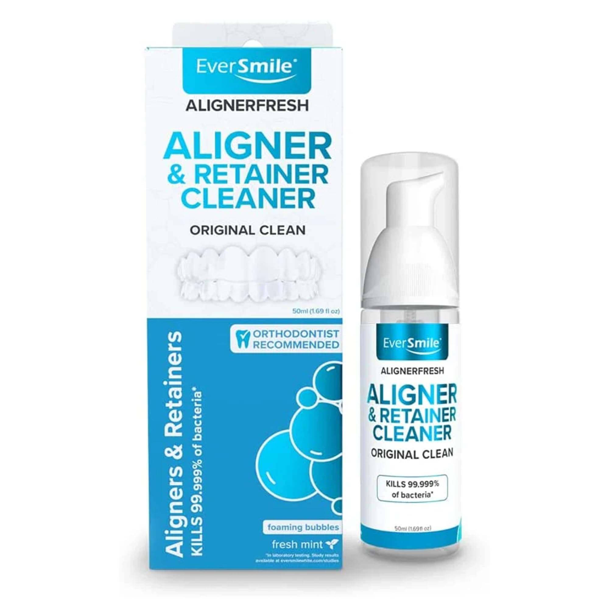 WhiteFoam Clear Retainer Cleaner - Works On Invisalign, Dentures, ClearCorrect, Essix, Vivera and.