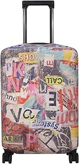 Explore Land Travel Luggage Cover Suitcase Protector Fits 27-30 Inch Case (Retro Pictorial, L)