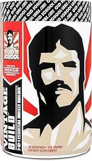 Old School Labs Vintage Build Post Workout Recovery & Muscle Building Powder, BCAA, Creatine, L-Glutamine – Essential 3-in-1 Formula (Unflavored) – Keto Friendly – 351g – 30 Servings