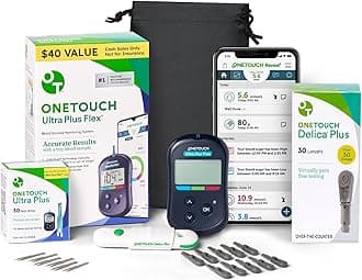 Ultra Plus Flex Value Diabetes Testing Kit | Blood Sugar Test Kit Includes 1 Blood Glucose Meter, 1 Lancing Device, 30 Lancets, 30 Diabetic Test Strips, & Carrying Case