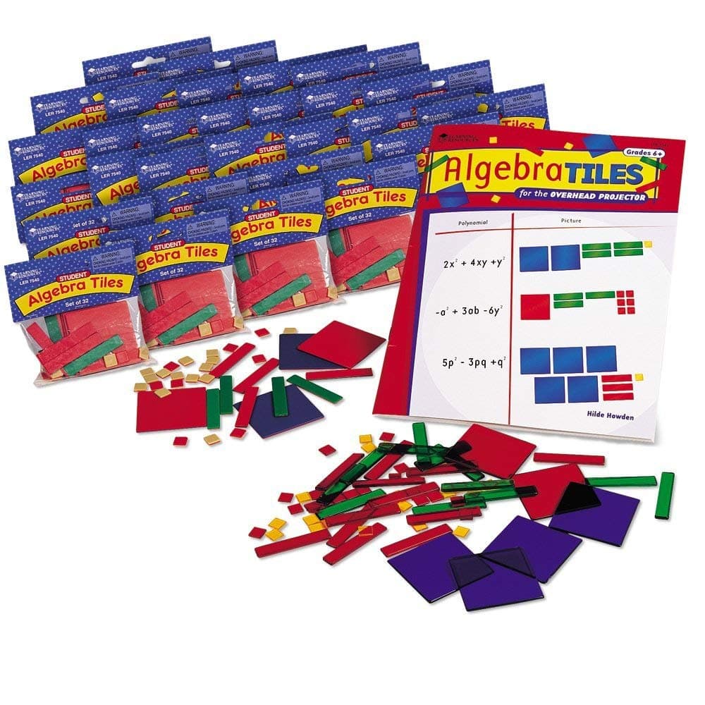 Algebra Tile Class Set - Classroom And Teacher Must Haves, Board Bame, Homeschool Supplies, Math Manipulatives Workbook, Montessori Fraction Materials, Educational STEM