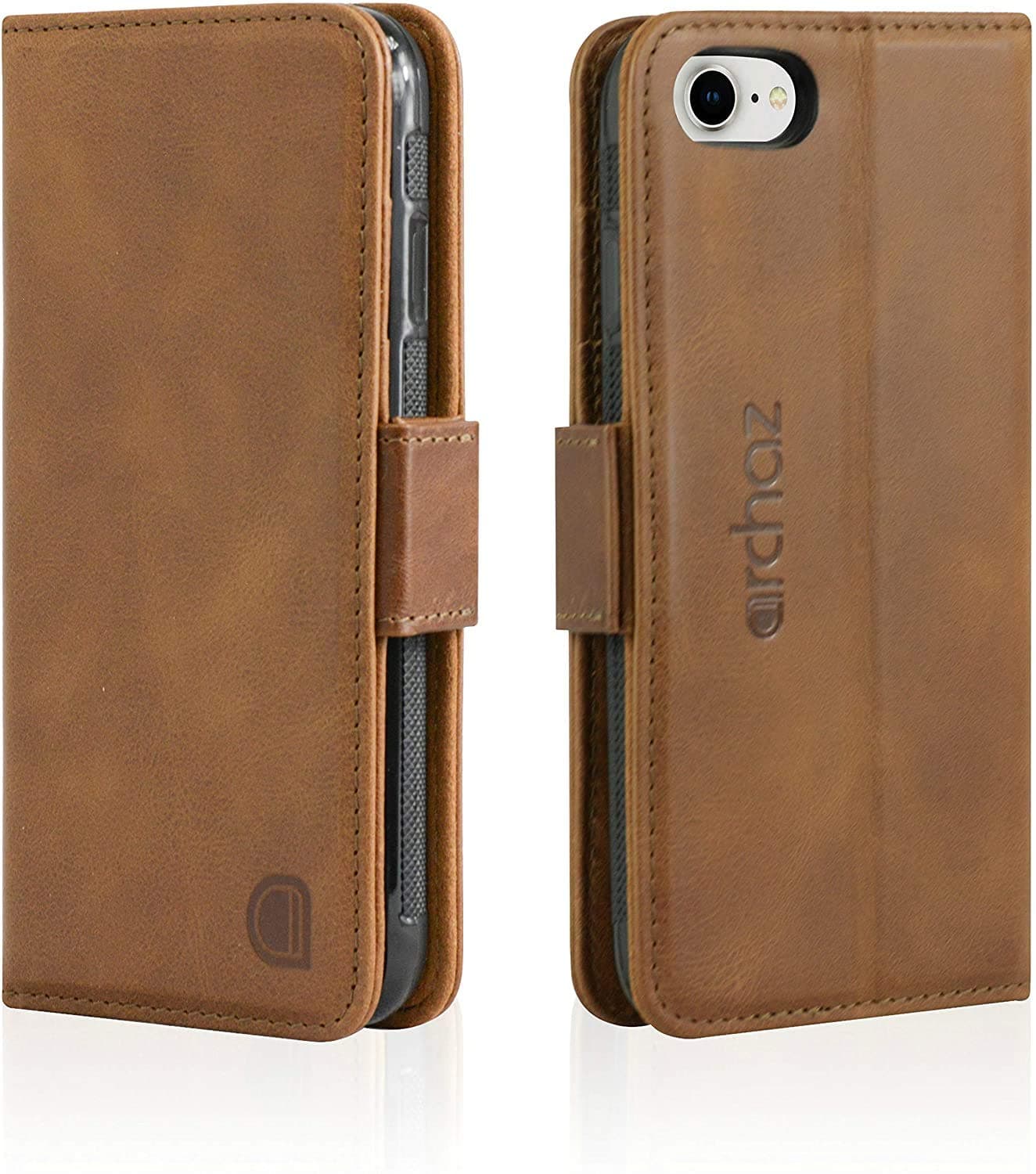 iPhone 8 /iPhone 7 Wallet Leather Case - Premium Italian Leather Case for iPhone 8 /iPhone 7 - Flip Cover with Magnetic Clasp Closure - Adjustable Viewing Stand (brown)