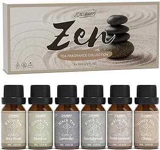 SALUBRITO Zen Fragrance Oil Set, Tea Essential Oil for Diffuser, Candle, Soap Making, White Tea, Black Tea, Green Tea Blended with Rose, Bamboo, Lavender, Sandalwood, Frankincense, Citrus Scented Oil