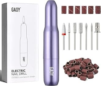 GAOY Electric Nail Drill for Acrylic and Gel, USB Electric Nail File, Portable Efile with Drill Bits, Manicure Pedicure Tools for Home Salon, Purple