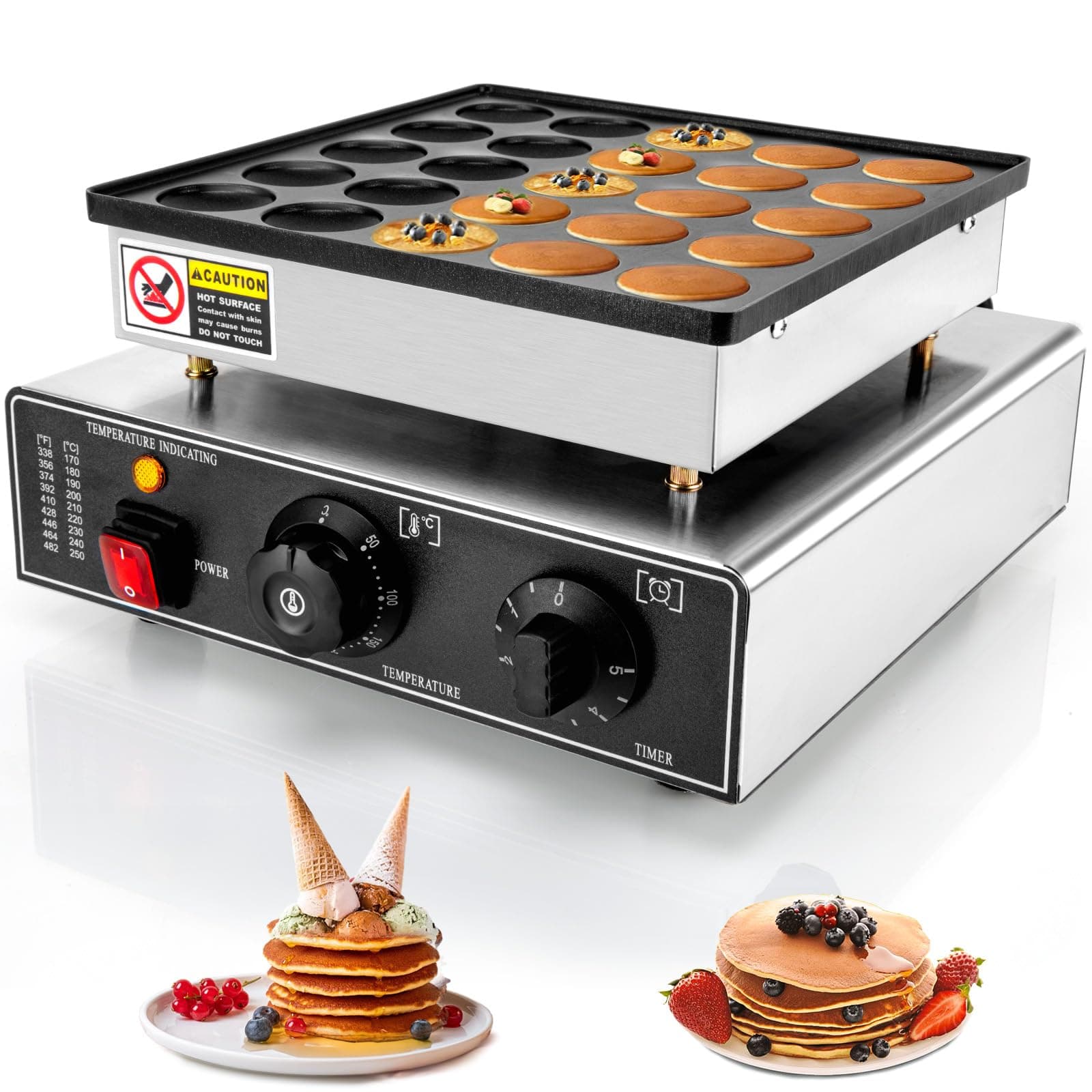 GDDGHS 25PCS Mini Pancakes Maker Machine, 110V 950W Electric Mini Pancake Maker Commercial Mini Dutch Pancake Maker, Non-stick Small Pancake Maker Mini hotcakes machine for Home Restaurant Business