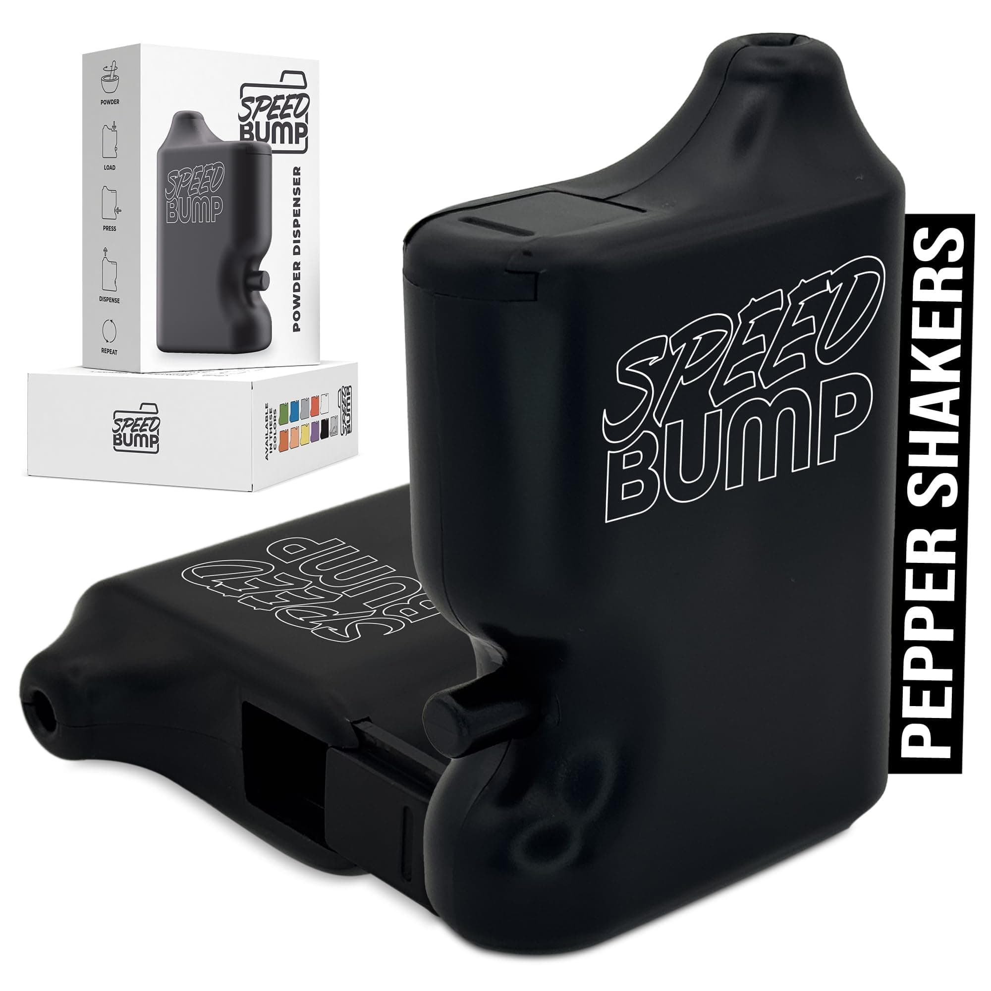 Portable Pepper Shaker (Black) - Versatile Seasoning Set, Multi Functional Salt Dispenser Spice Shakers for Easy Use - Convenient & Discrete Plastic Salt and Pepper Dispenser for Fine Spices