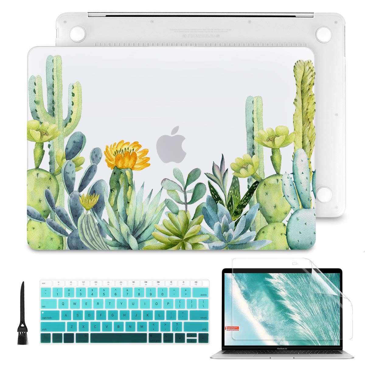 Batianda 2019 2018 2017 2016 MacBook Pro 13 inch Case A2159 A1989/A1706/A1708, Matte Clear See Through Hard Cover Keyoard Skin for Newest Pro 13.3 inch W/Without Touch Bar Touch ID, Cactus