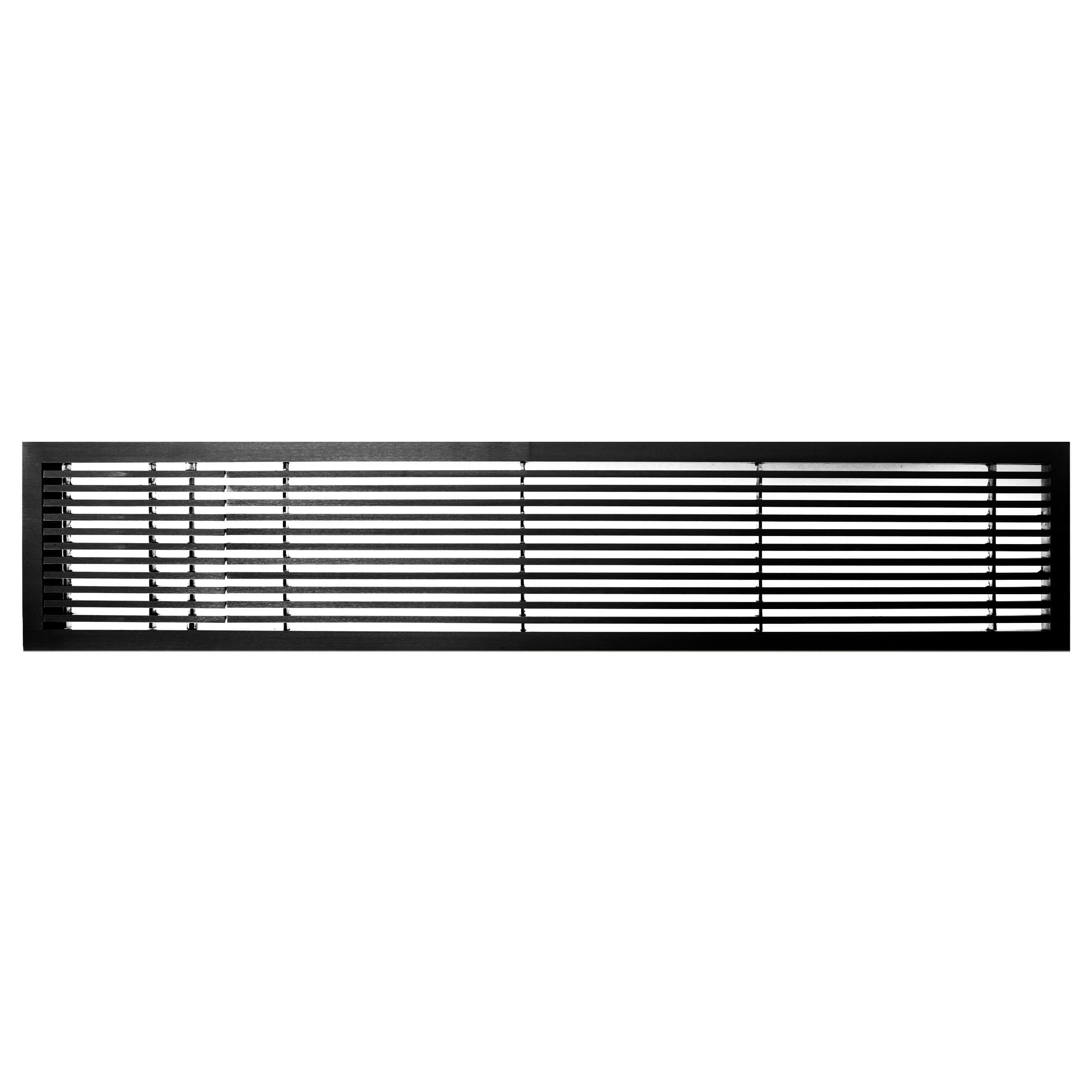 Architectural Grille 200043634 AG20 Series 4" x 36" Solid Aluminum Fixed Bar Supply/Return Air Vent Grille, Black-Matte with Left Door