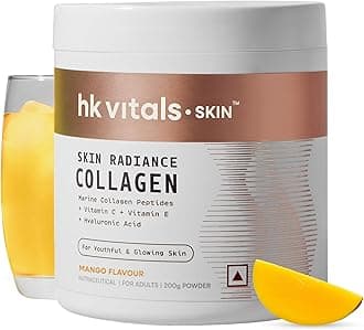 HealthKart hk vitals Skin Radiance Collagen Powder, Marine Collagen (Mango, 200 g), Collagen Supplements for Women & Men with Biotin, Vitamin C, E, Sodium Hyaluronate, for Healthy Skin, Hair & Nails