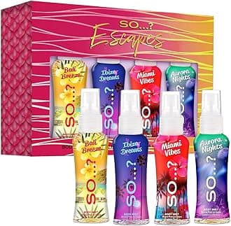 So...? Escapes Jet Set Body mist 200ml (4x50ml body mists) | Fruity, Citrus, Floral Fragrance mist | Perfume Gift set pack of 4 | Uk's No1 | Everyday pocket travel fragrance mist