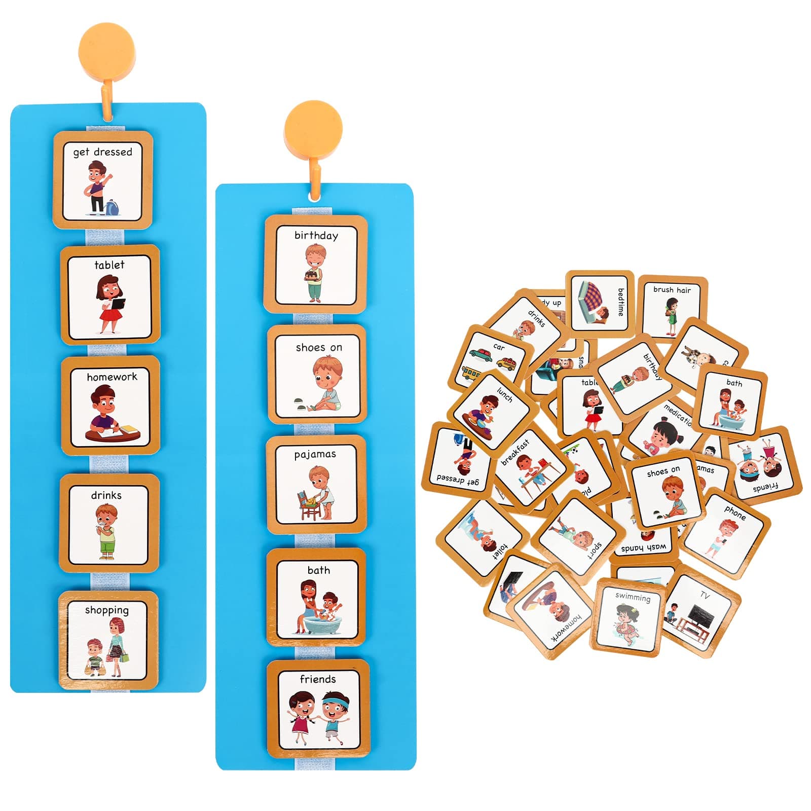 43 Pieces Visual Schedule for Kids with Autism, Daily Schedule Pocket Charts, Picture Chore Chart for Aspergers, Autism, ADHD, Send, Speech and Language