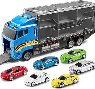 Toddler Toys for 3-9 Years Old Boys Race Model Car Double Side Transport Vehicle W/Play Mat, Die-cast Alloy Metal Car Toy Set Gifts for Age 3 4 5 6 Kids Child Boys Girls Birthday Party Favor
