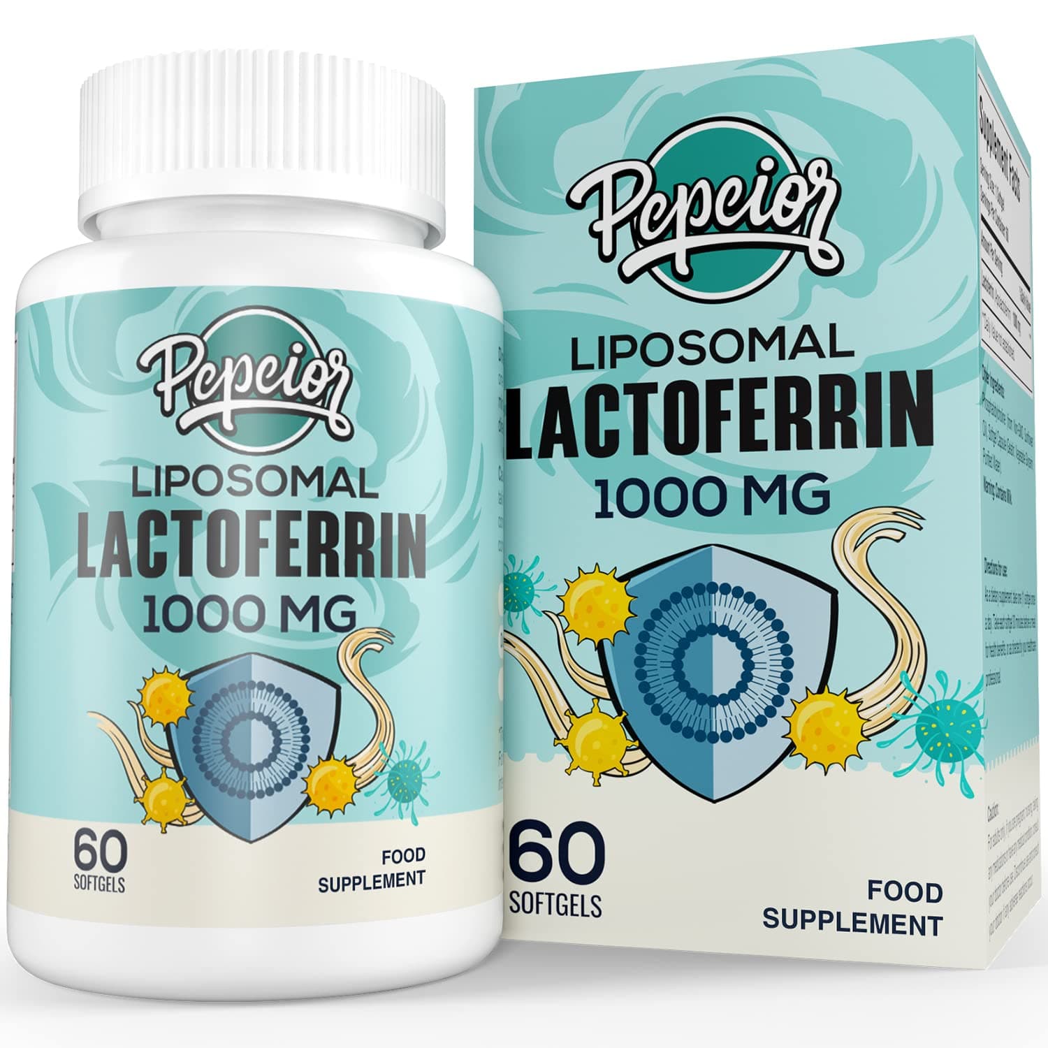 Liposomal Lactoferrin 1000 mg - Maximized Lactoferrin - A Component in Colostrum - for Iron Absorption & Immune Function Lactoferrin Supplements for Adults, 60 Softgels (1 Bottle)