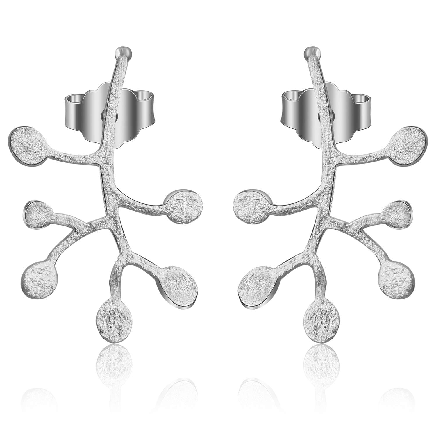 SpringlightGift for Christmas Springlight S925 Sterling Silver Stud Earrings Life Branches Leaves Dangle Earring Stud for Women and Girls, Handmade Unique Jewelry