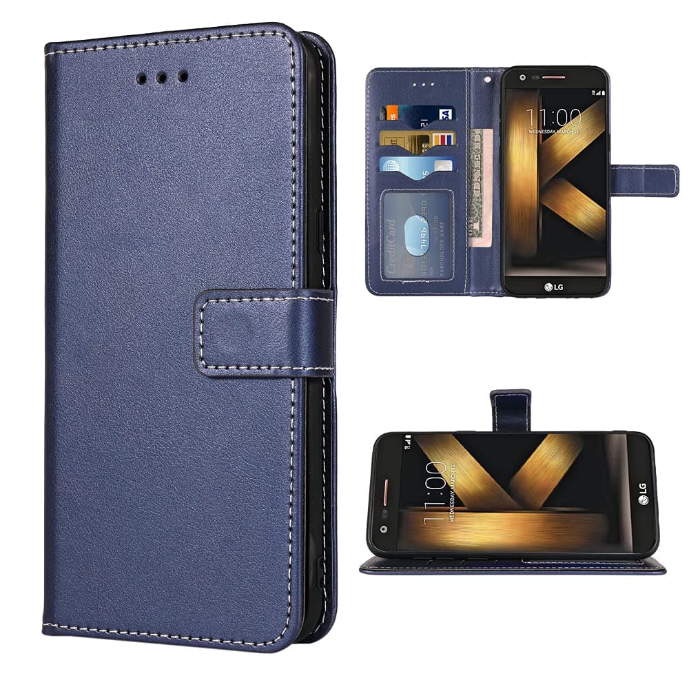Compatible with LG K20/K20 Plus/K20 V/Harmony/V5/K10 2017/Grace LTE Wallet Case Wrist Strap Lanyard Flip Cover Card Holder Phone Cases for LGK20Case LGK20Plus LGK20V K20V K 20 20K K20+ Blue