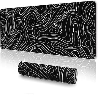 UJoowalkTopographic Gaming Mouse Pad, Large, Black and White, 31.5 x 11.8 in