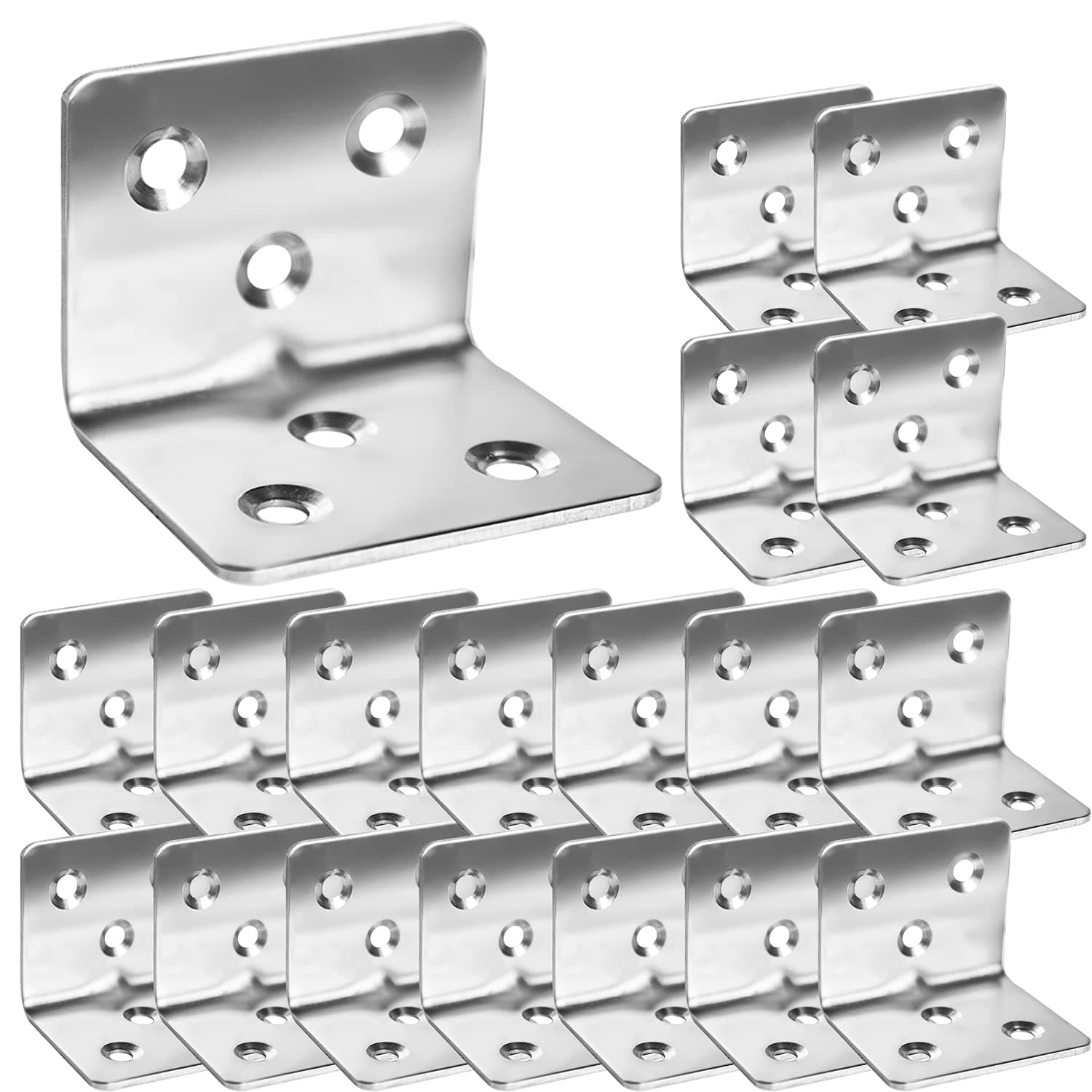 80Pcs Stainless Steel Angle Brackets,1.2” x 1.2” x 1.5” Wide Small Corner Brace for Joining Furniture, Heavy Duty 90 Degree L Shape Corner Bracket, Right Angle Bracket for Wood Cabinets Furniture
