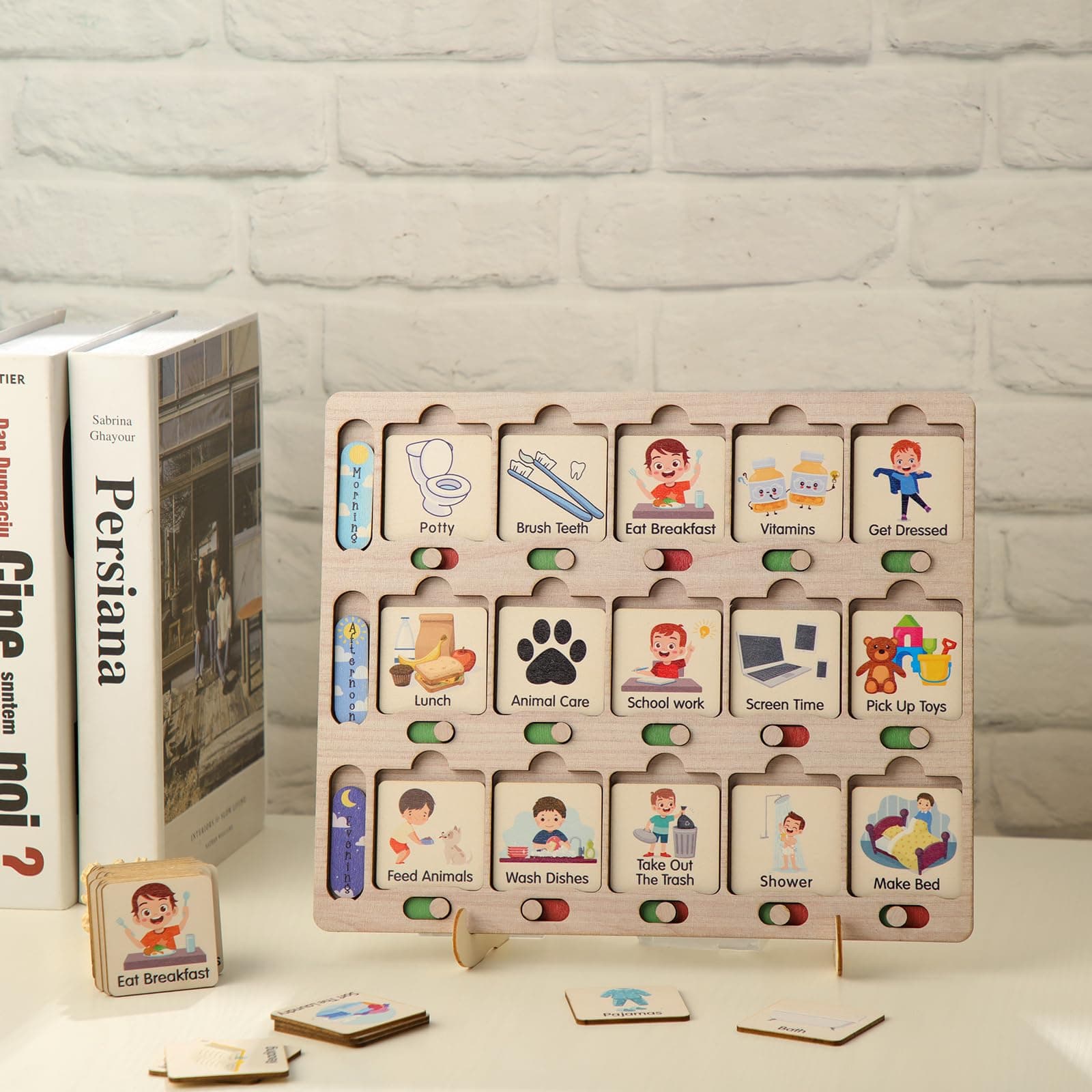 Fulmoon Visual Schedule for Kids 2-6 Years Chores Chart Autism Learning Materials Bedtime Morning Routine Chart Daily Schedule Chart for Toddlers Home School Classroom(Cute, Cute)