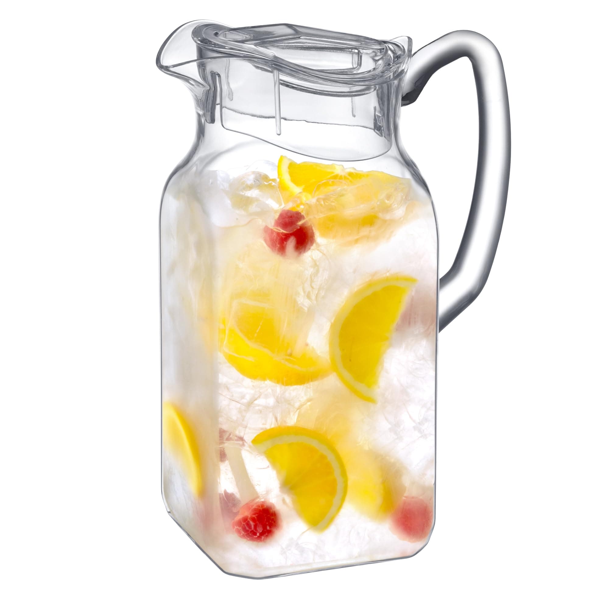 Amazing Abby - Quadly - Plastic Pitcher (64 oz, 2 Quart), Clear Water Pitcher with Lid, Fridge Jug, BPA-Free, Shatter-Proof, Great for Iced Tea, Sangria, Lemonade, Juice, Milk, and More