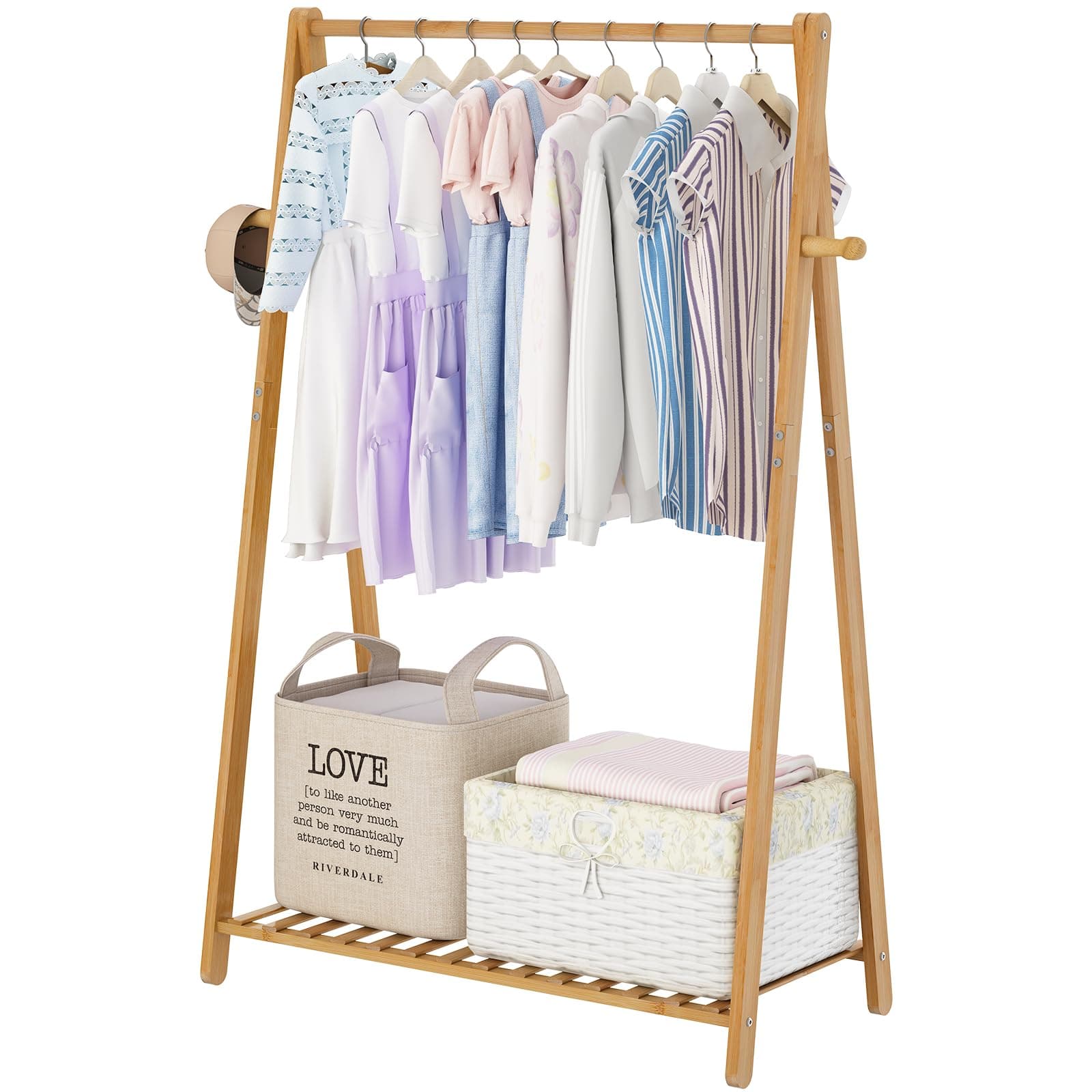 COOGOU Bamboo Kid Clothes Hanger Rack