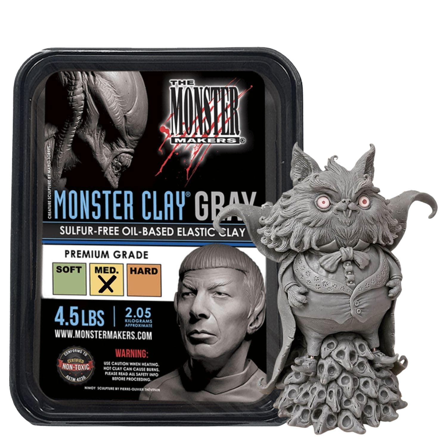 Monster Clay Premium Grade Modeling Clay (Grey - Medium - 4.4 lbs)