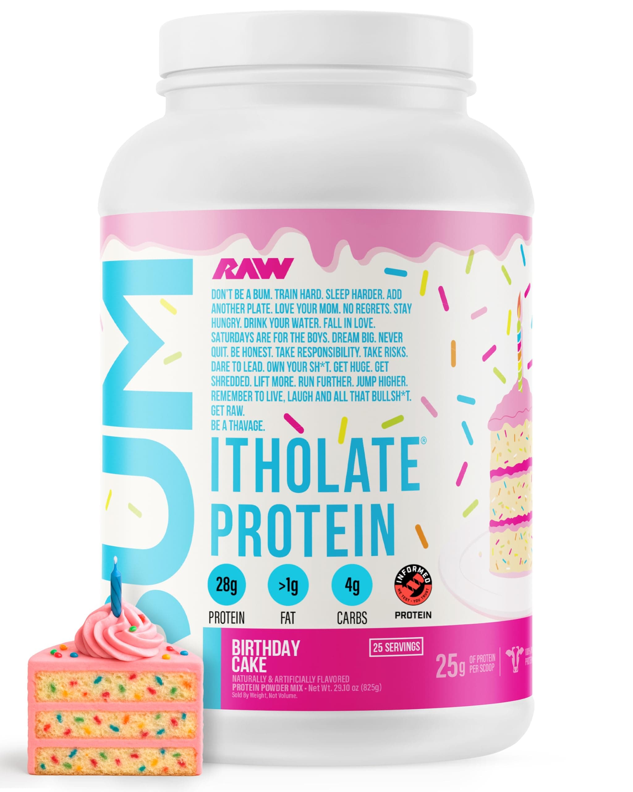 Whey Isolate Protein, (CBUM Itholate Protein) - 100% Grass-Fed Sports Nutrition Powder for Muscle Growth & Recovery - Low-Fat, Low Carb - 25 Servings (Birthday Cake)