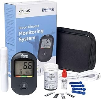 Kinetik Wellbeing Blood Sugar Monitor - Glucometer Kit for Diabetic Home Testing Used by the NHS, Blood Glucose Meter for Precise Sugar Level Monitoring, Suitable for Pregnancy, Supporting Diabetes UK