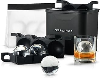 Berlinzo Premium Ice Ball Maker - 2.4 Inch Whiskey Ice Sphere Mold - Clear Ice Maker With Storage Bag for Large Crystal Balls